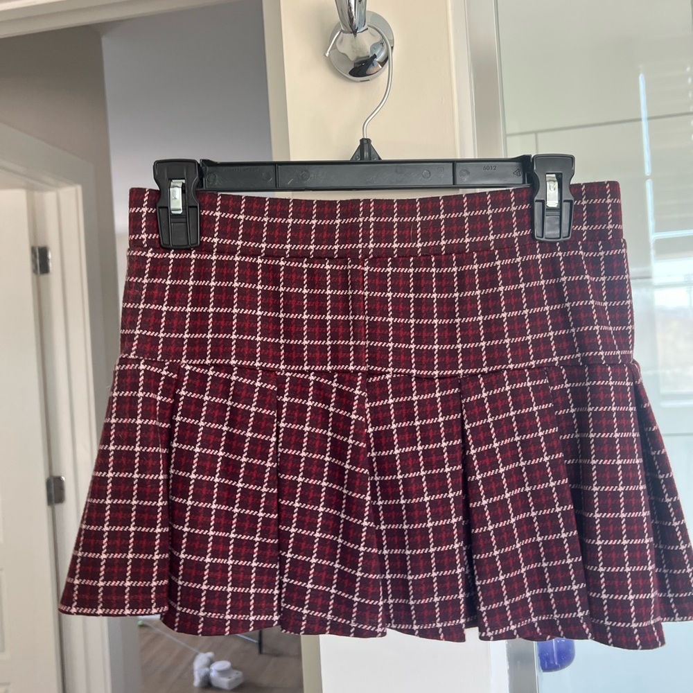 Plaid Burgundy Skirt